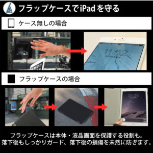 スリムなフラップケースはiPad Air2を立てて使えるスタンド機能付