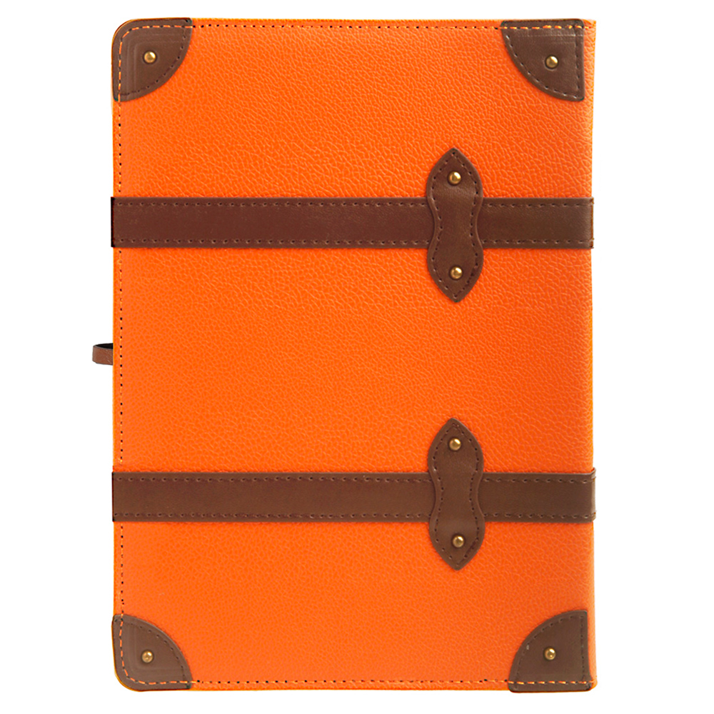 トローリーデザインがアクセントのオシャレなタブレットケースオレンジカラー